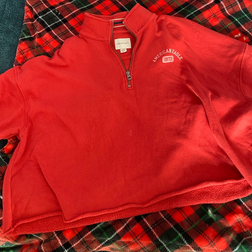 American Eagle Red Cropped Sweatshirt